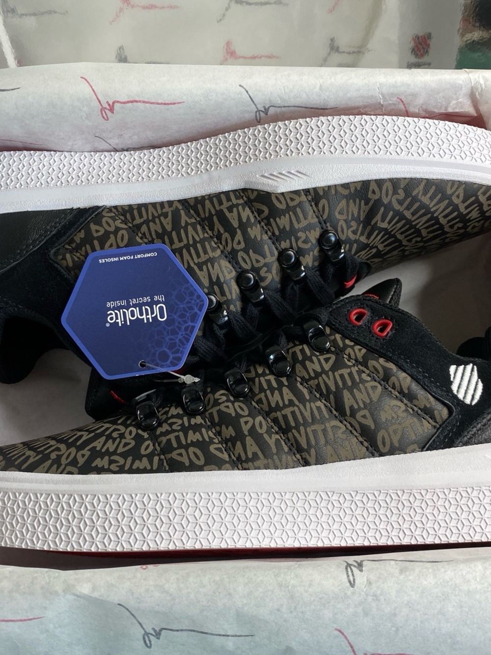 K-Swiss x Garyvee colab. Ortholite Comfort Men's Black and Patterned Sneakers